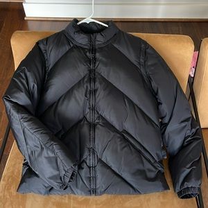 Black J Crew puffer coat & vest